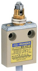 The M4-4312 is an M4 Series limit switch. The M4-4312 has a turned metal rolling pusher. A panel is mounted on this.