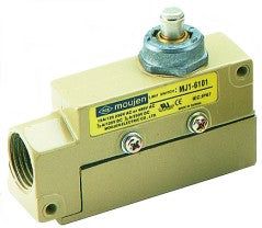 The MJ1-6101 is a limit switch from the MJ1 -Series, The MJ1-6101 has an IP rating of IP60, The MJ1-6101 has a plunger with a pin.
