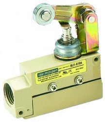 The MJ1-6104 is a limit switch from the MJ1 -Series, The MJ1-6104 has an IP rating of IP60, The MJ1-6104 has a arm lever with a roller.