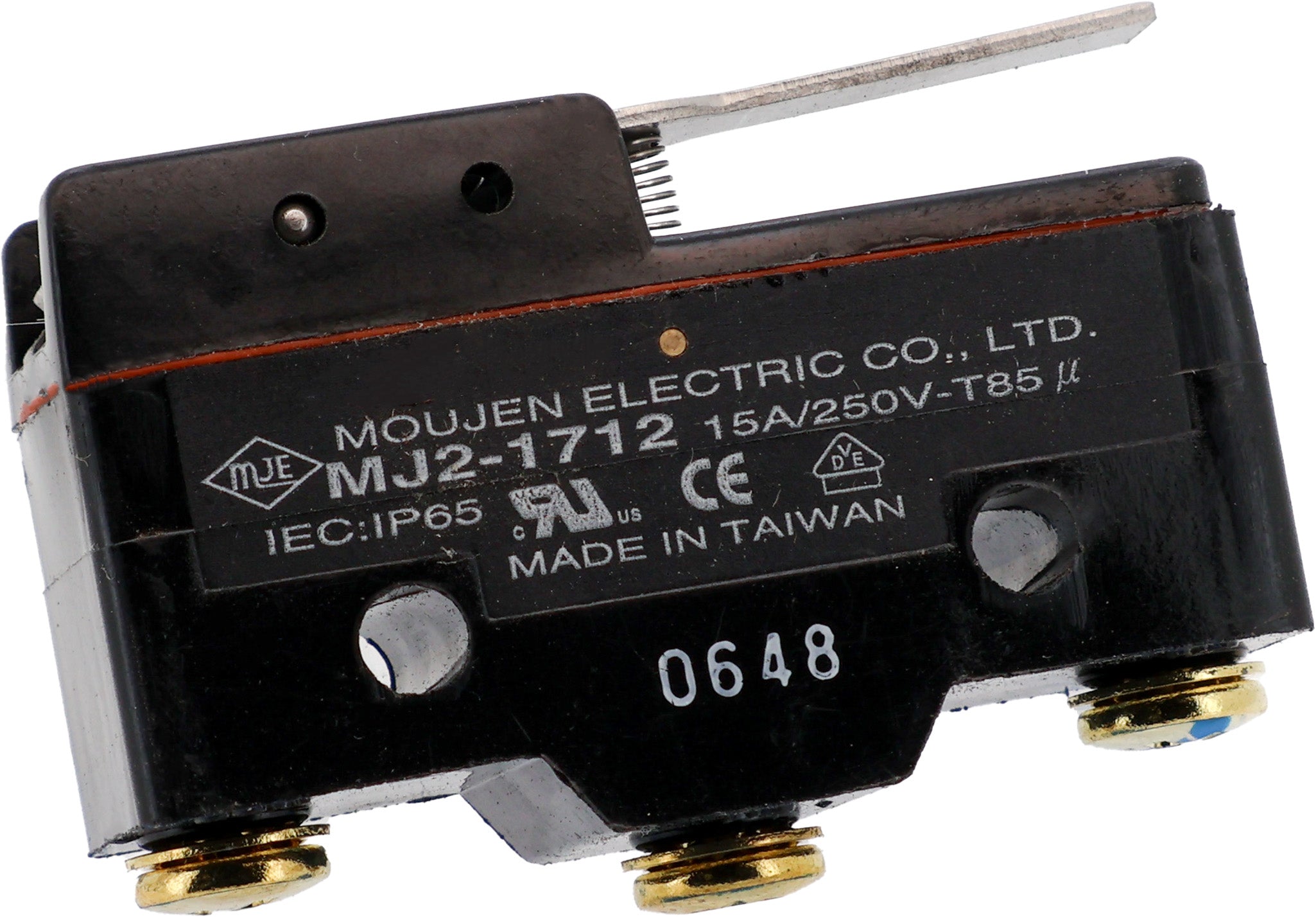 De MJ2-1712 is een eindschakelaar uit de MJ2 -Series,  De MJ2-1712 heeft een rechte metalen hefboom met een radius van 38.2mm. De MJ2-1712 heeft afdichtingen die olie resistent zijn.