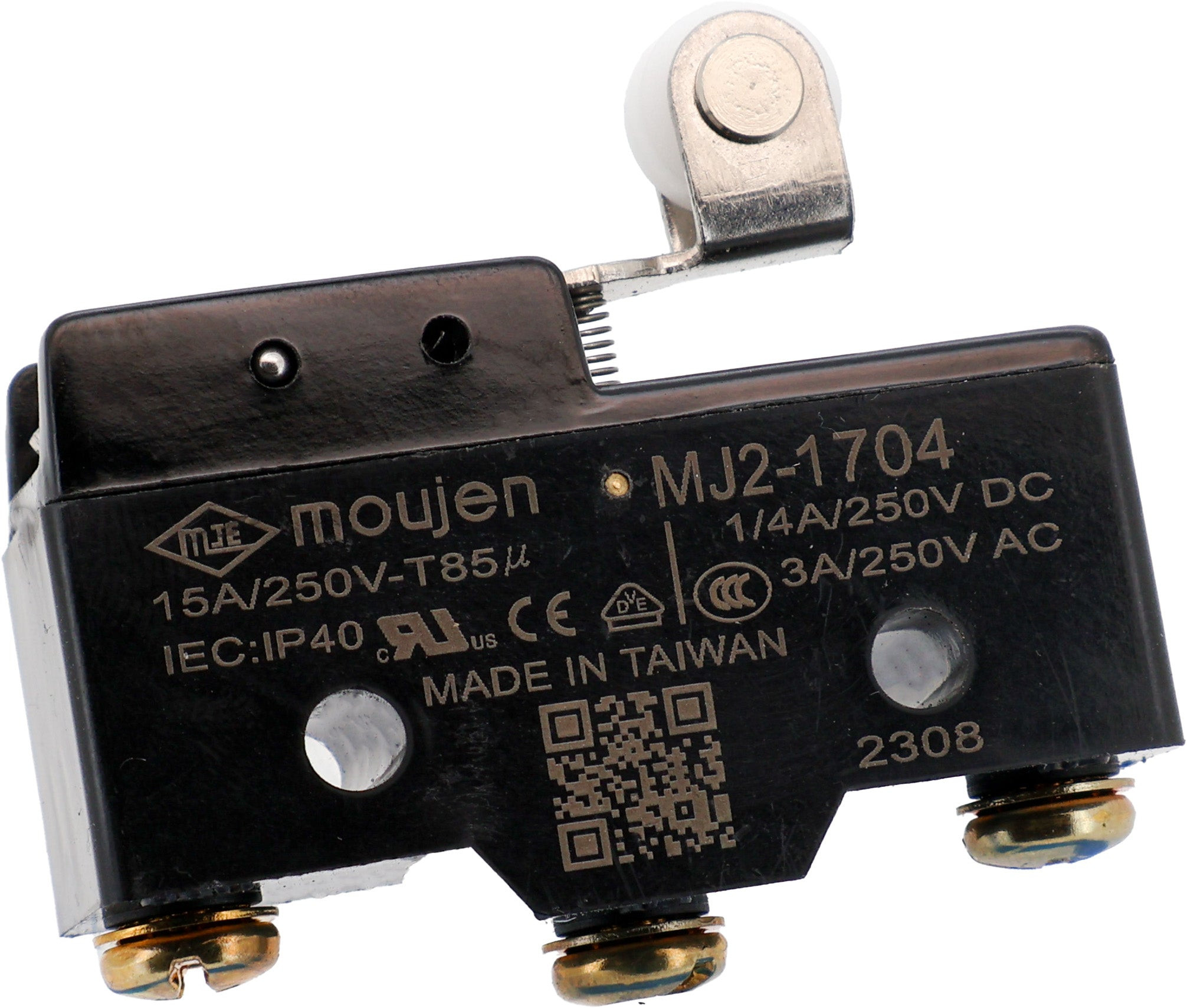 De MJ2-1704 is een eindschakelaar uit de MJ2 -Series, De MJ2-1704 heeft een POM roller met een metalen hefboom met een radius van 26.6mm.